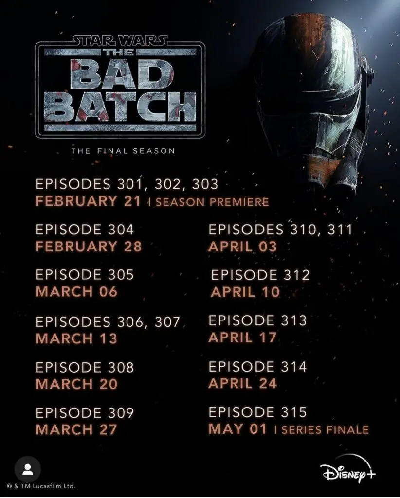 Star Wars: The Bad Batch Final Season Premiere Calendar