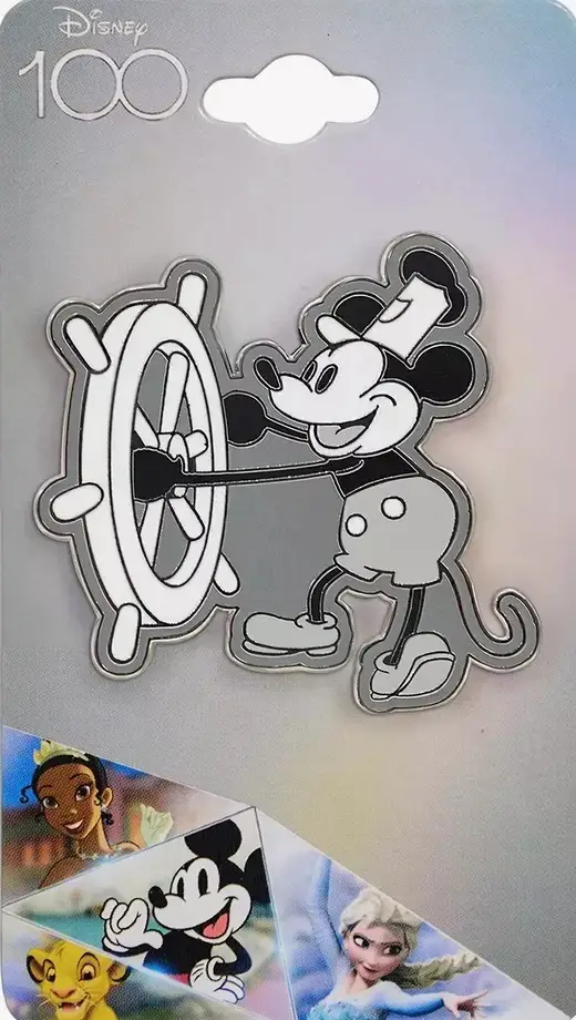 Disney 100 Mickey Mouse Steamboat Willie Outline Enamel Pin - BoxLunch Exclusive
