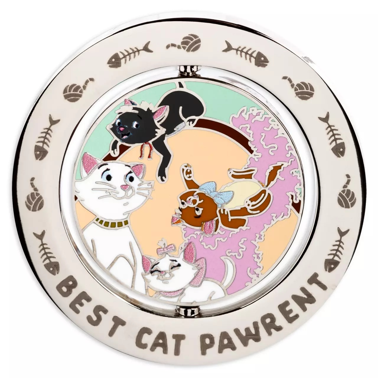 Madame Adelaide Bonfamille, Duchess and Kittens ''Best Cat Pawrent'' Spinning Pin – The Aristocats - 1