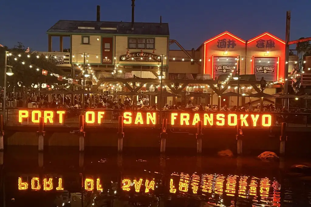 San Fransokyo Square at Disney California Adventure Park at Night