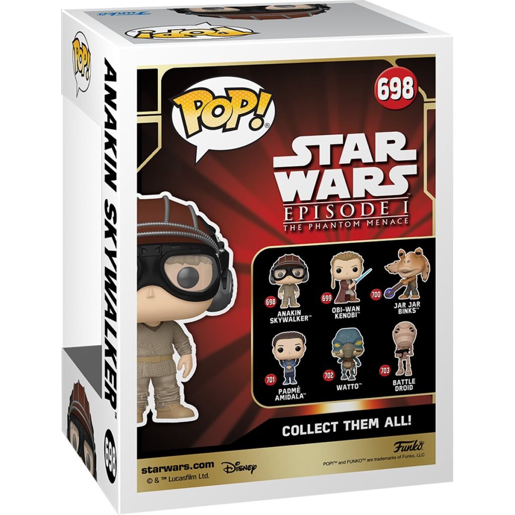 Star Wars Episode I - The Phantom Menace Anakin Skywalker with Helmet Funko Pop! Vinyl Figure #698 Box Back