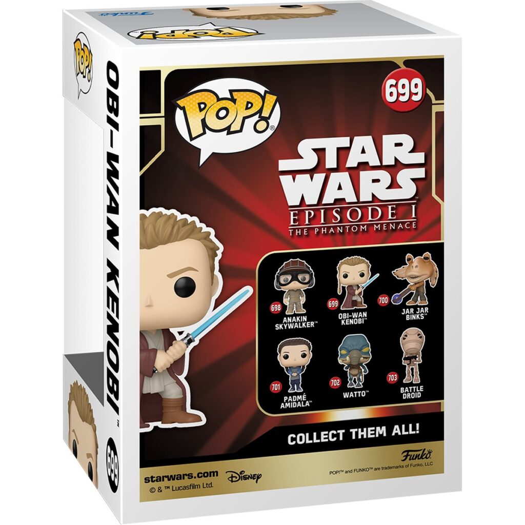 Star Wars Episode I - The Phantom Menace Obi-Wan with Light Saber (Young) Funko Pop! Vinyl Figure #699 Box Back