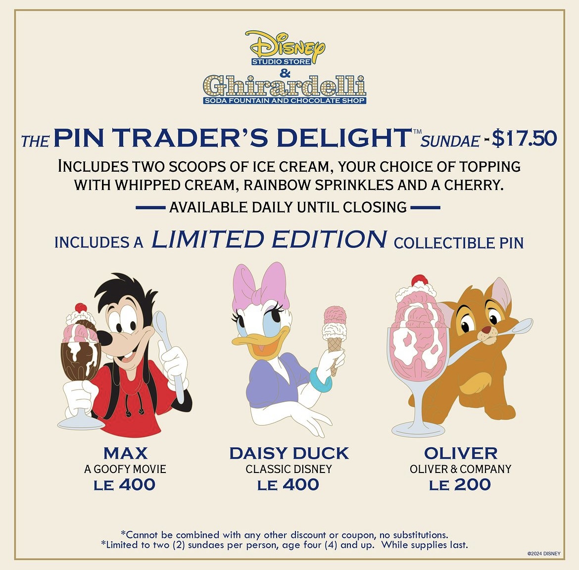 Disney Studio Store Hollywood Pin Trader's Delight May Sundae Pins