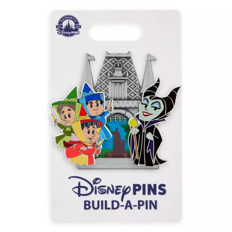 Maleficent and Three Good Fairies Build-a-Pin Starter Set with Fantasyland Castle Base Pin – Sleeping Beauty