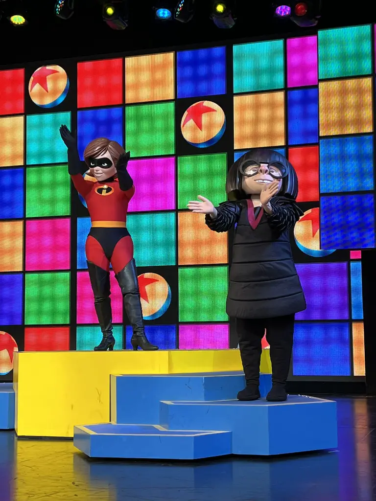 Pixar Pals Playtime Party during Pixar Fest Edna Mode & Elastigirl