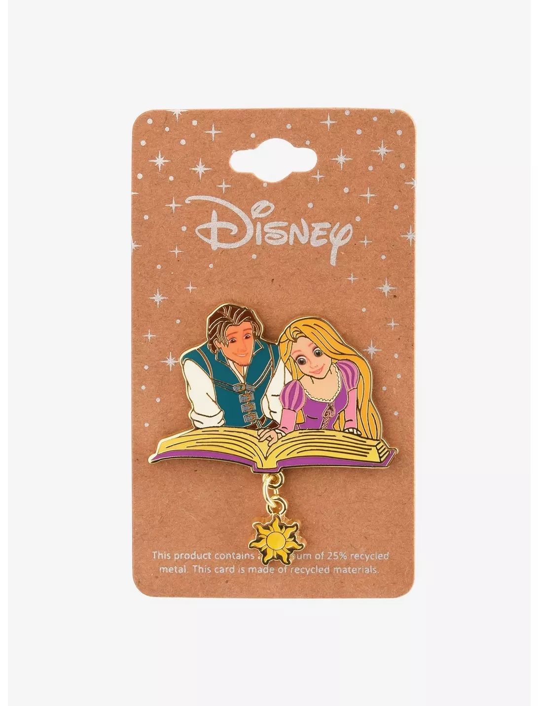 Disney Tangled Rapunzel & Flynn Rider Reading Dangling Charm Enamel Pin — BoxLunch Exclusive
