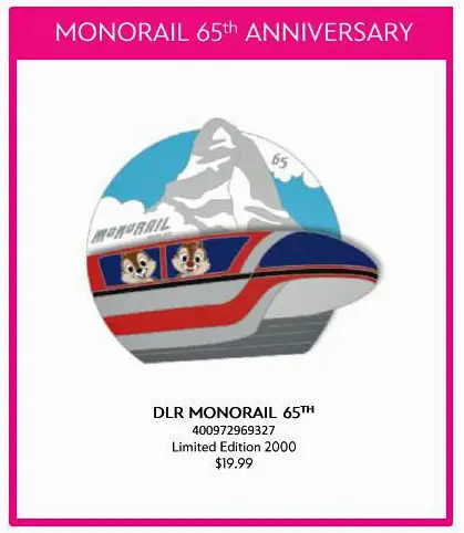 Disneyland Monorail 65th Anniversary Pin