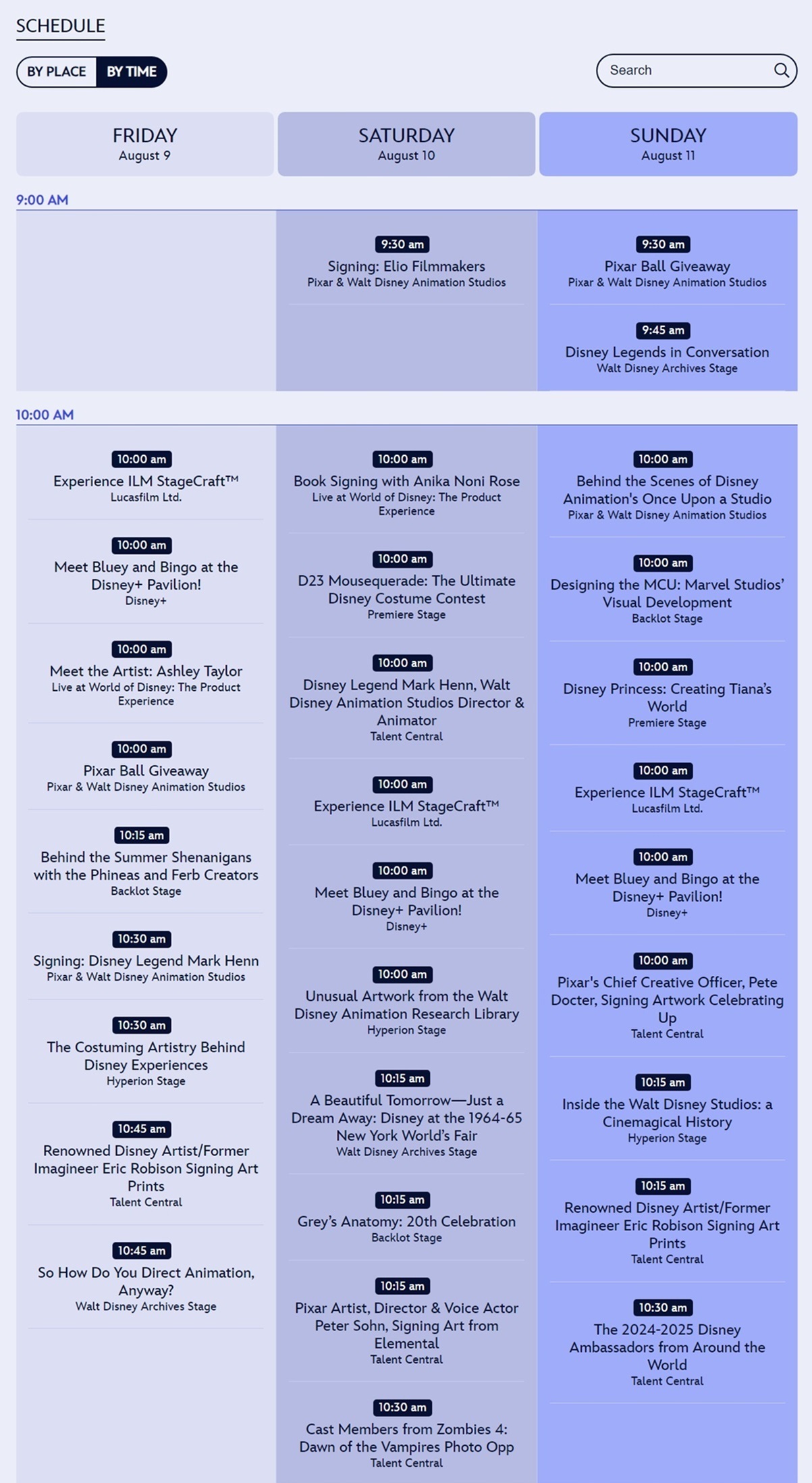 D23 The Ultimate Disney Fan Event 2024 Schedule - Part 1