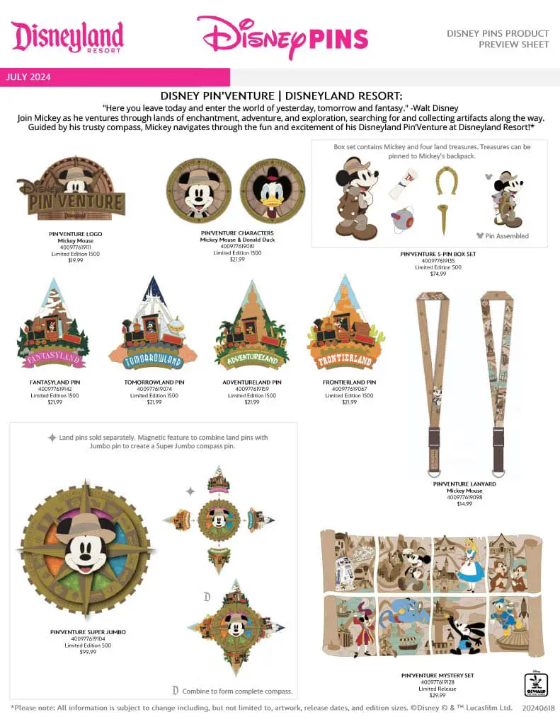 Disneyland July 2024 Pins Preview Sheet - Page 2