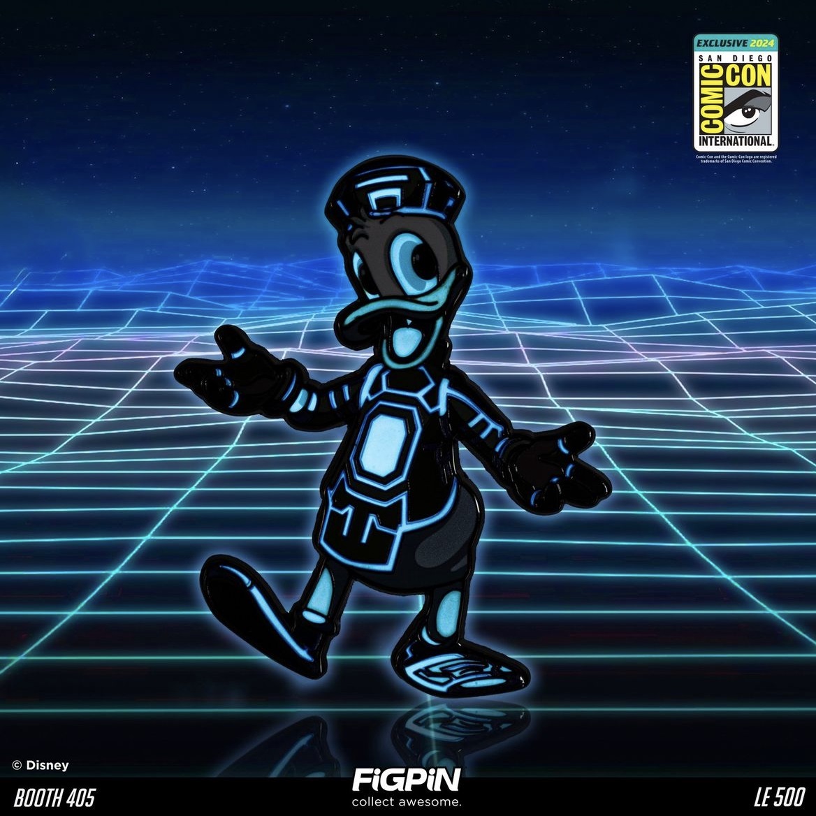 SDCC Figpin Exclusive Disney Kingdom Hearts Donald Duck Glow-in-the-Dark LE Pin - 1