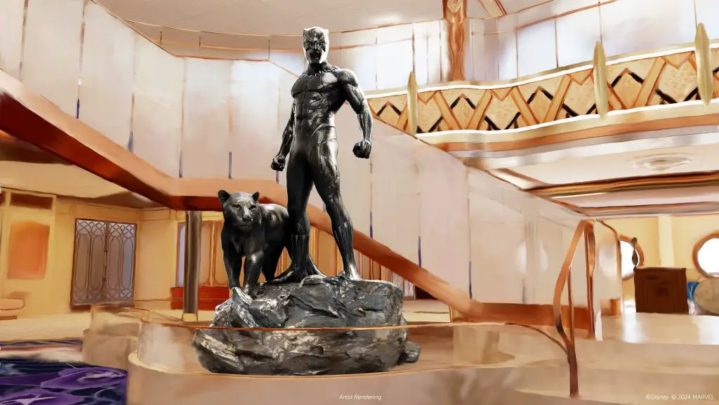 Disney Destiny Black Panther Statue in The Grand Hall