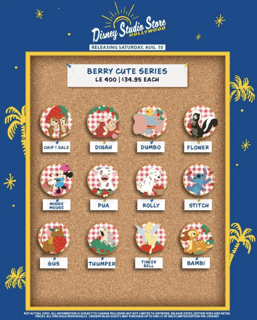 Disney Studio Store Hollywood D23 The Ultimate Disney Fan Event Pin Preview - Disney Berry Cute Series