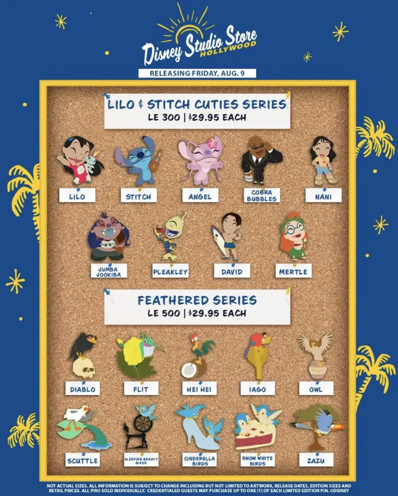 Disney Studio Store Hollywood D23 The Ultimate Disney Fan Event Pin Preview - Disney Cuties & Feathered Series