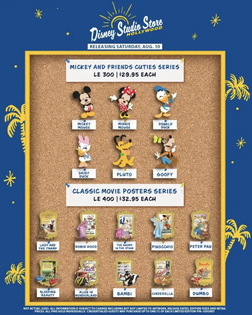 Disney Studio Store Hollywood D23 The Ultimate Disney Fan Event Pin Preview - Disney Cuties & Movie Posters Series