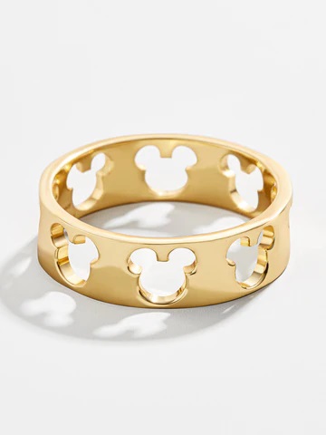 Mickey Mouse Outline 18K Gold Plated Sterling Silver Ring