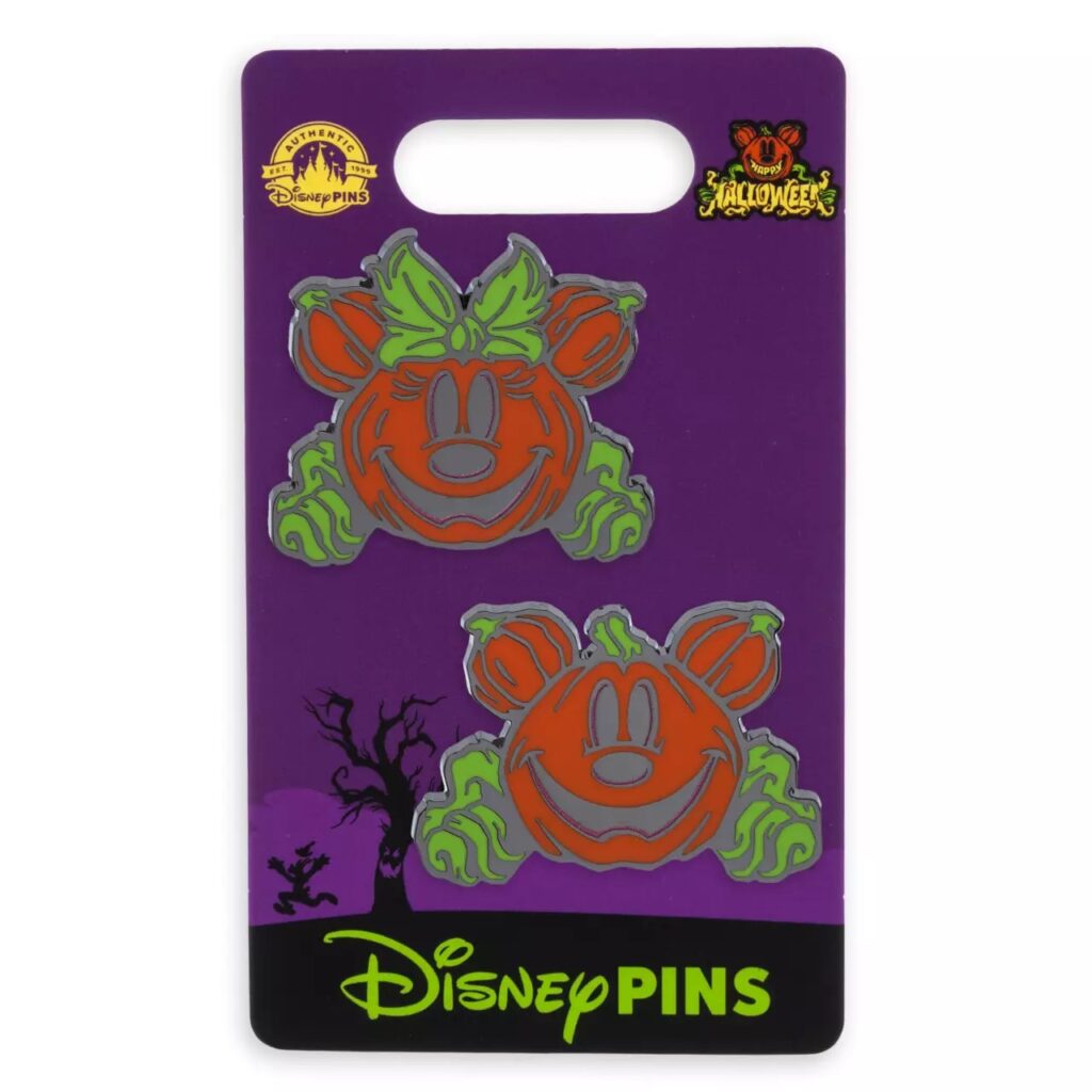 Mickey and Minnie Mouse Jack-o'-Lanterns Halloween Pin Set