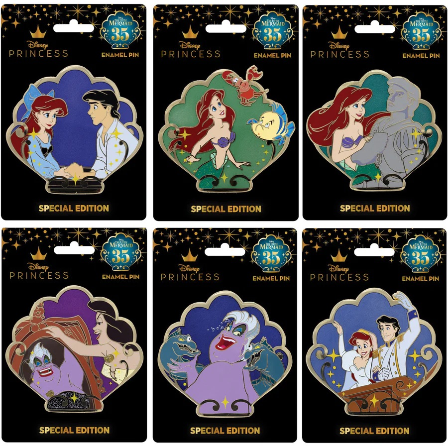 Disney The Little Mermaid 35th Anniversary Complete Series of Collectible Pins