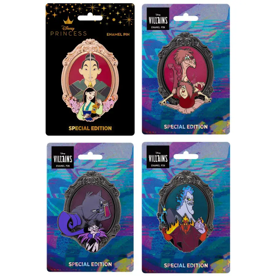 Disney Transformations Series Mulan, Hades, Mim, and Yzma Collectible Pin on Pin Special Edition