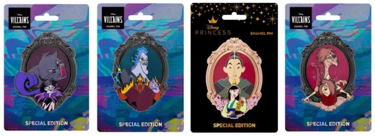 Disney Transformations Series Mulan, Hades, Mim, and Yzma Collectible Pins