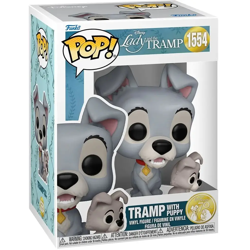 Lady and the Tramp 70th Anniversary Tramp with Puppy Funko Pop! Vinyl Figure #1554 Box