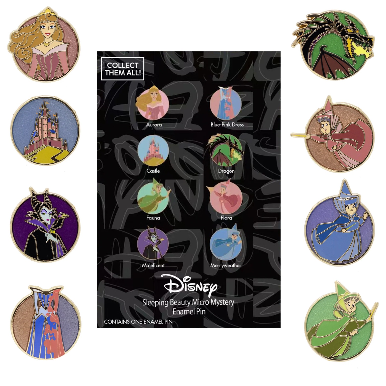 Disney Sleeping Beauty Mini Micro Mystery Pins at Pink a la Mode