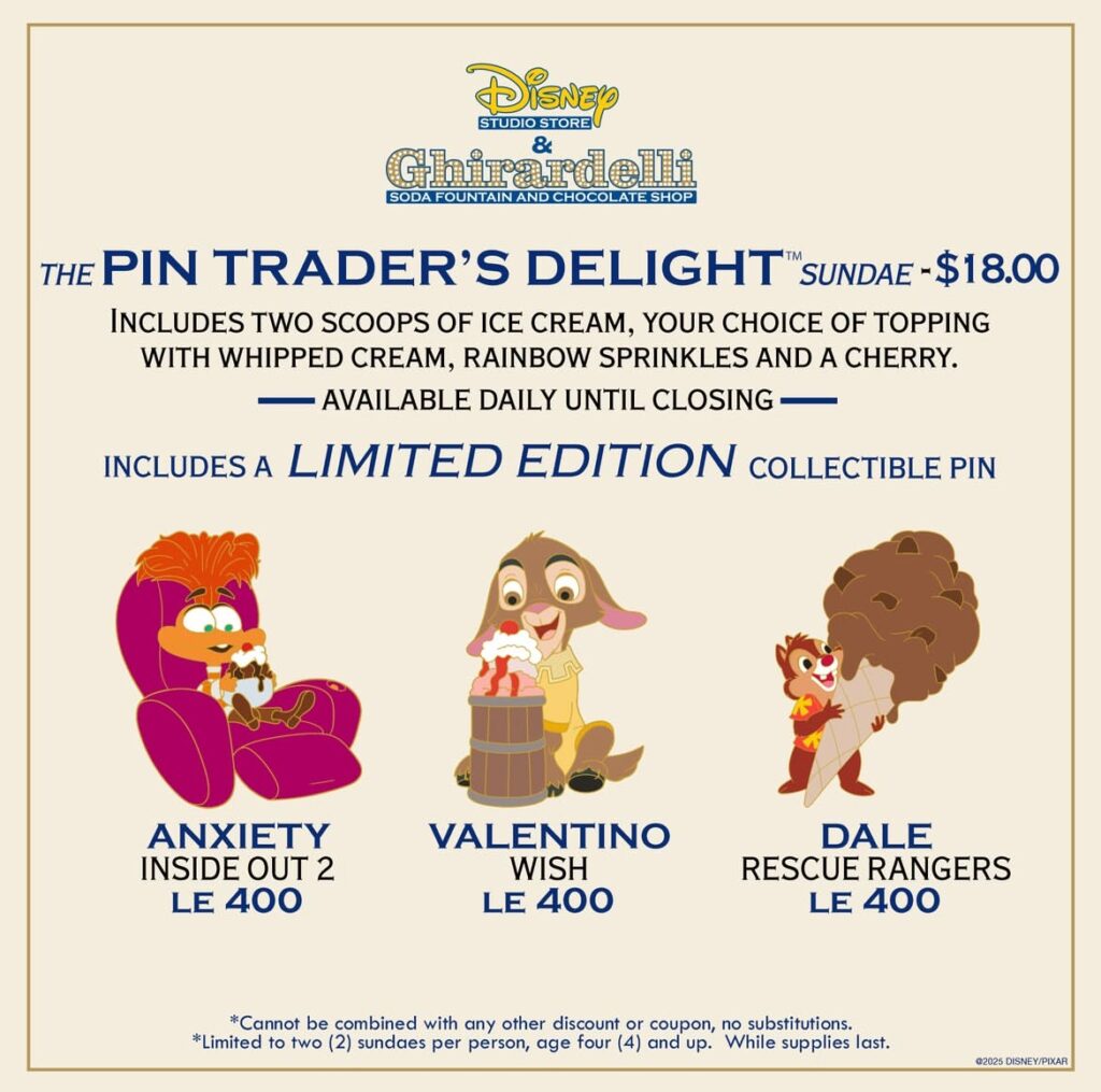 Disney Studio Store Hollywood Pin Trader's Delight March 2025 Sundae Pins