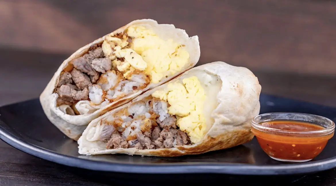 Carne Asada Breakfast Burrito at Cappaccino Cart