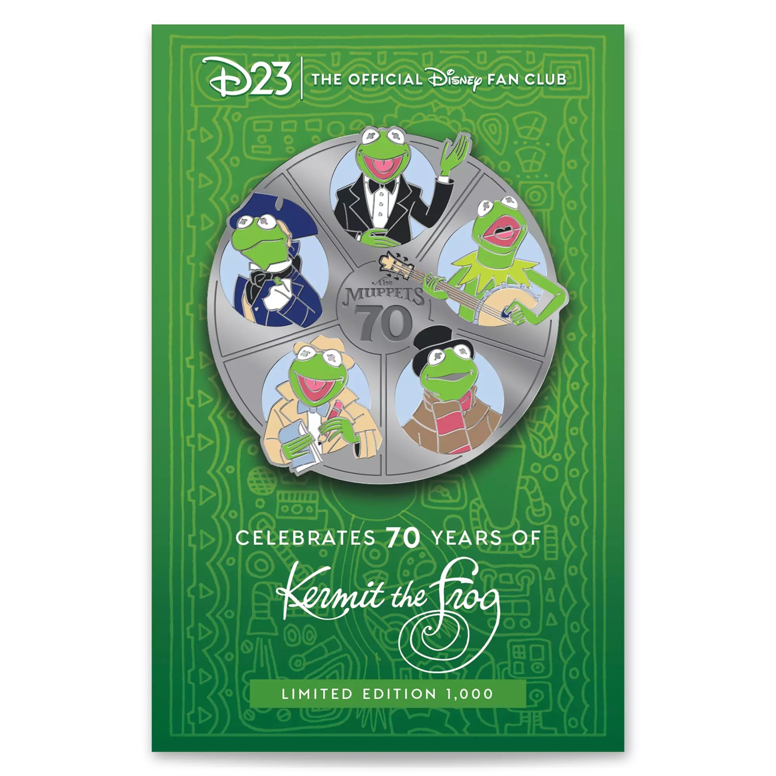 D23-Exclusive Kermit the Frog 70th Anniversary Pin – The Muppets – Limited Edition