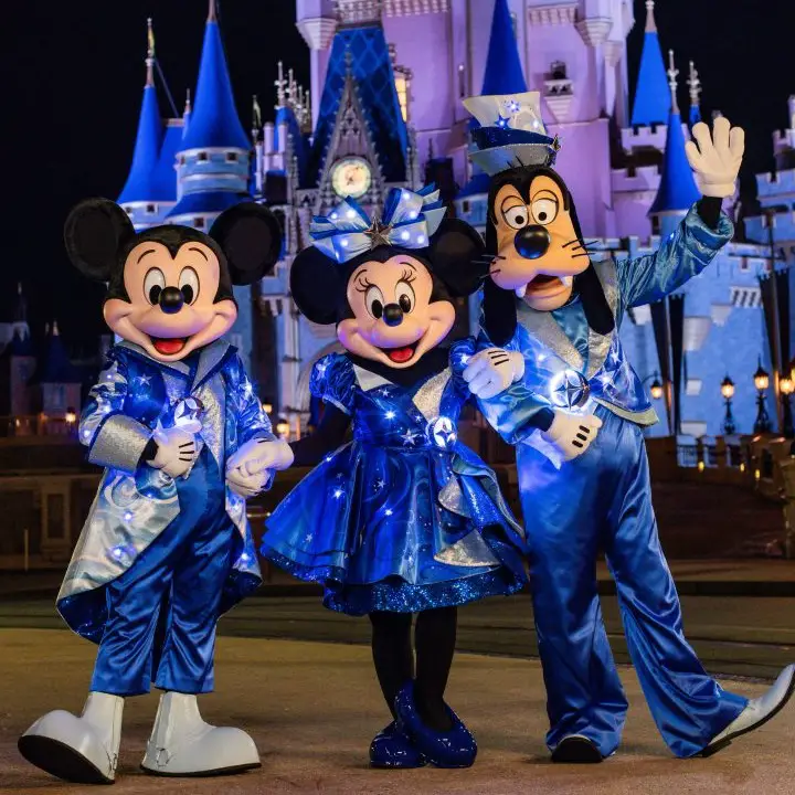 Disney-Starlight-Costumes-Mickey-Minnie-Goofy-Magic-Kingdom-Cinderella-Castle