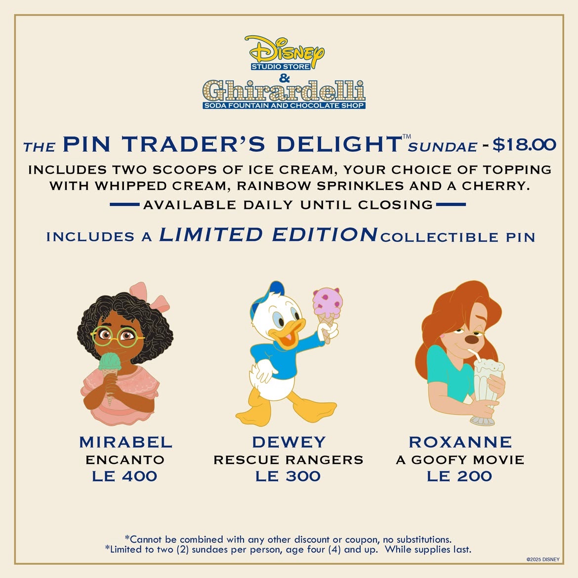 Disney Studio Store Hollywood Pin Trader's Delight May 2025 Sundae Pins