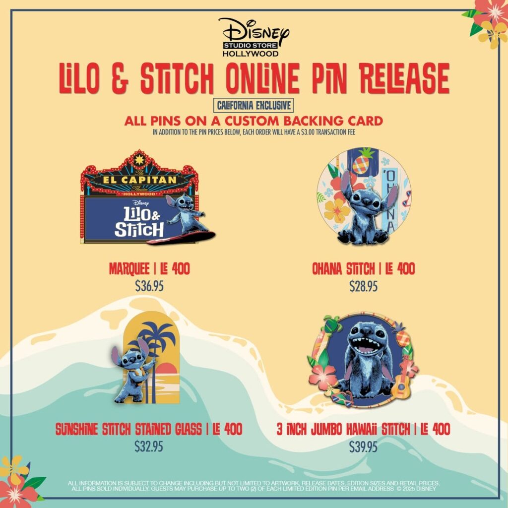 Disney Studio Store Hollywood Releases Lilo & Stitch Pins Online