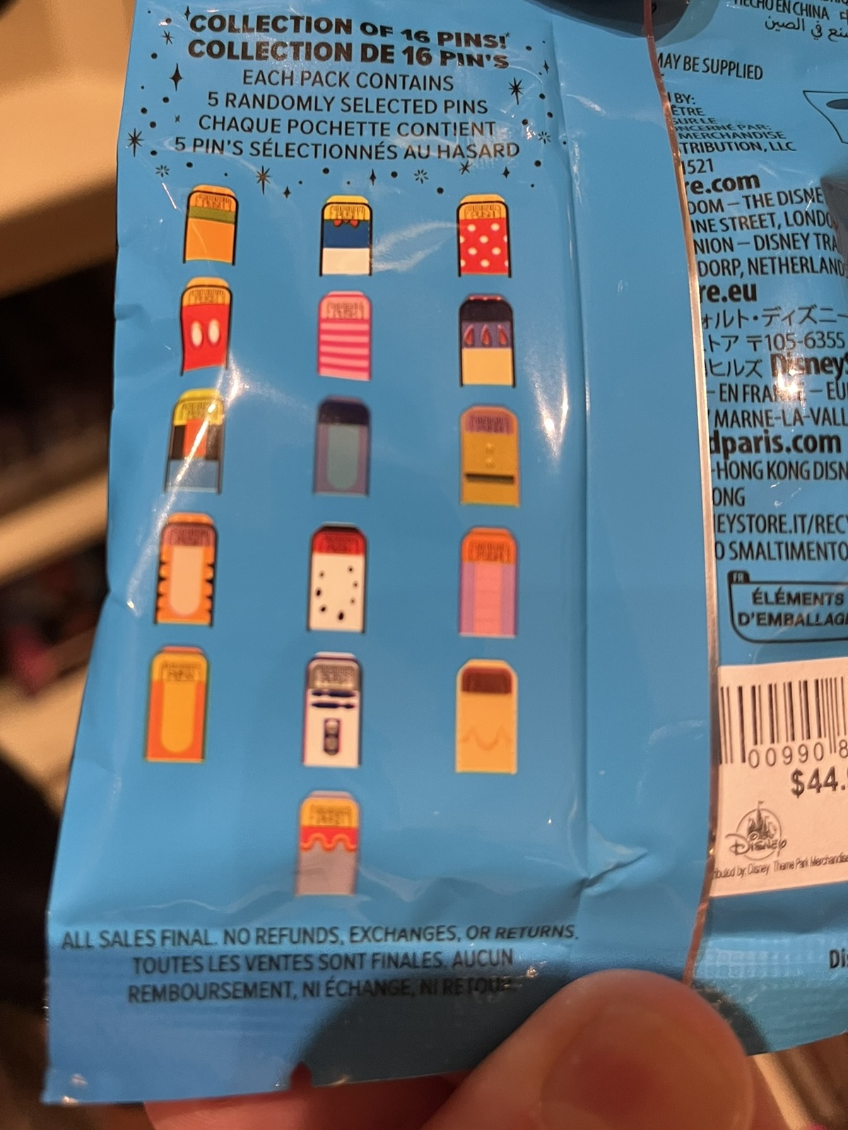 Disney Character Trash Bins Mystery Pin Pouch - Back of Bag