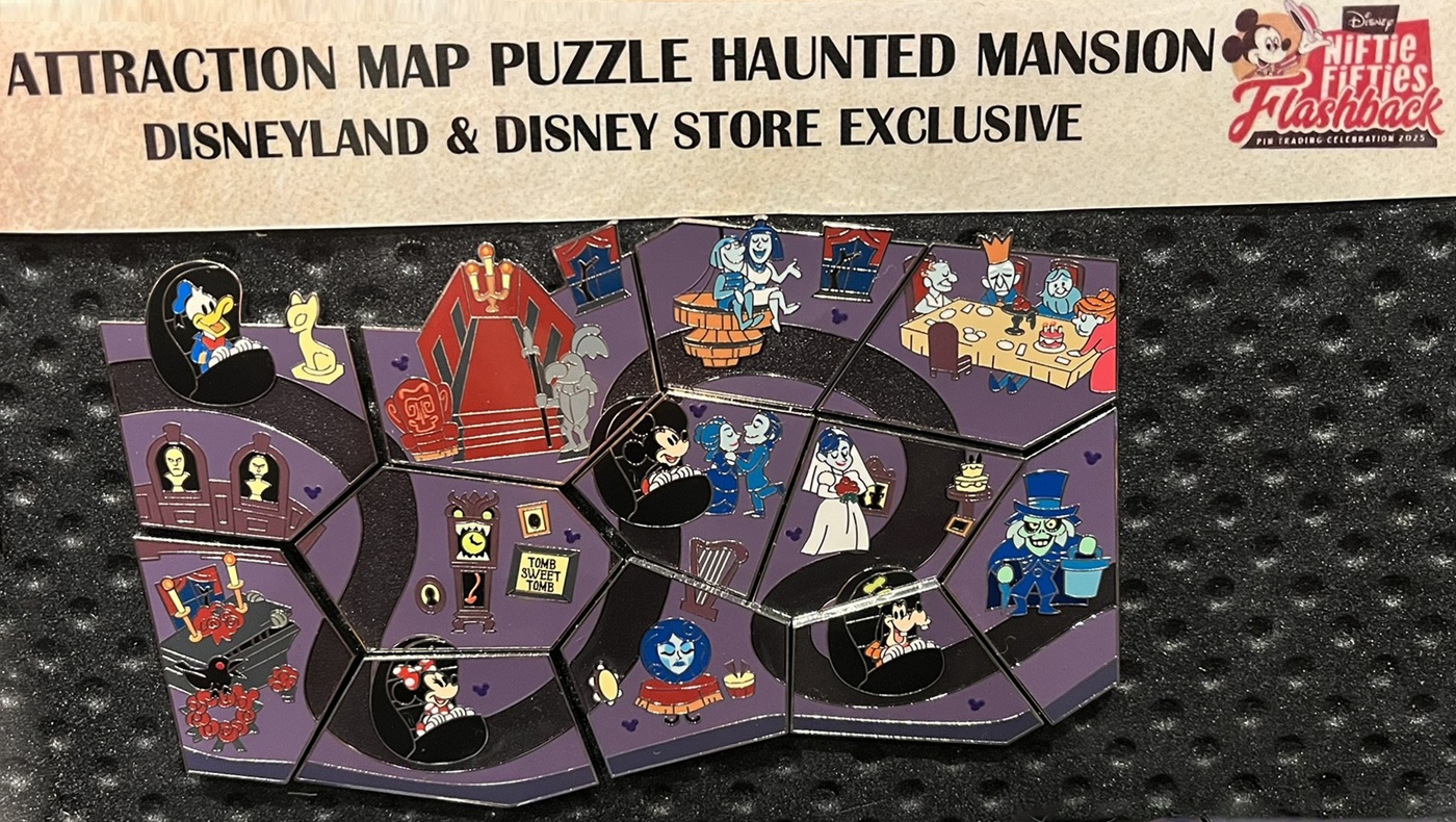 Disneyland & Disney Store Haunted Mansion Attraction Map Puzzle Mystery Pin Set