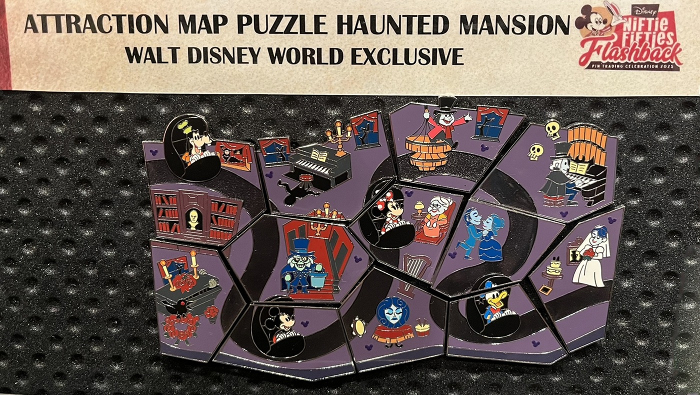 Walt Disney World Haunted Mansion Attraction Map Puzzle Mystery Pin Set