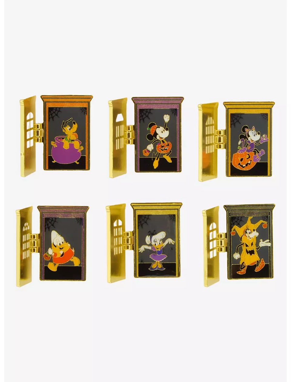 Loungefly Disney Mickey Mouse & Friends Trick-or-Treat Doors Hinged Blind Box Enamel Pin - BoxLunch Exclusive - Doors Open