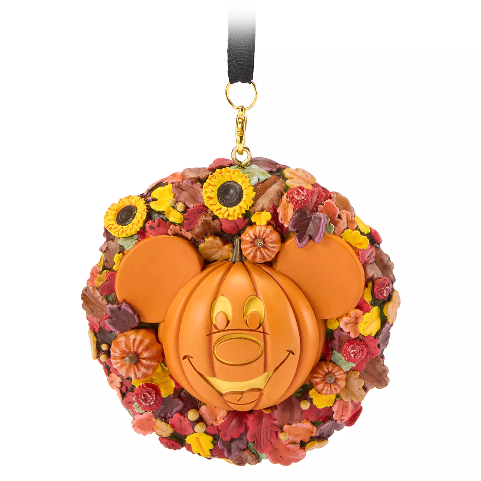 Mickey Mouse Jack-o'-Lantern Wreath Halloween Ornament Front