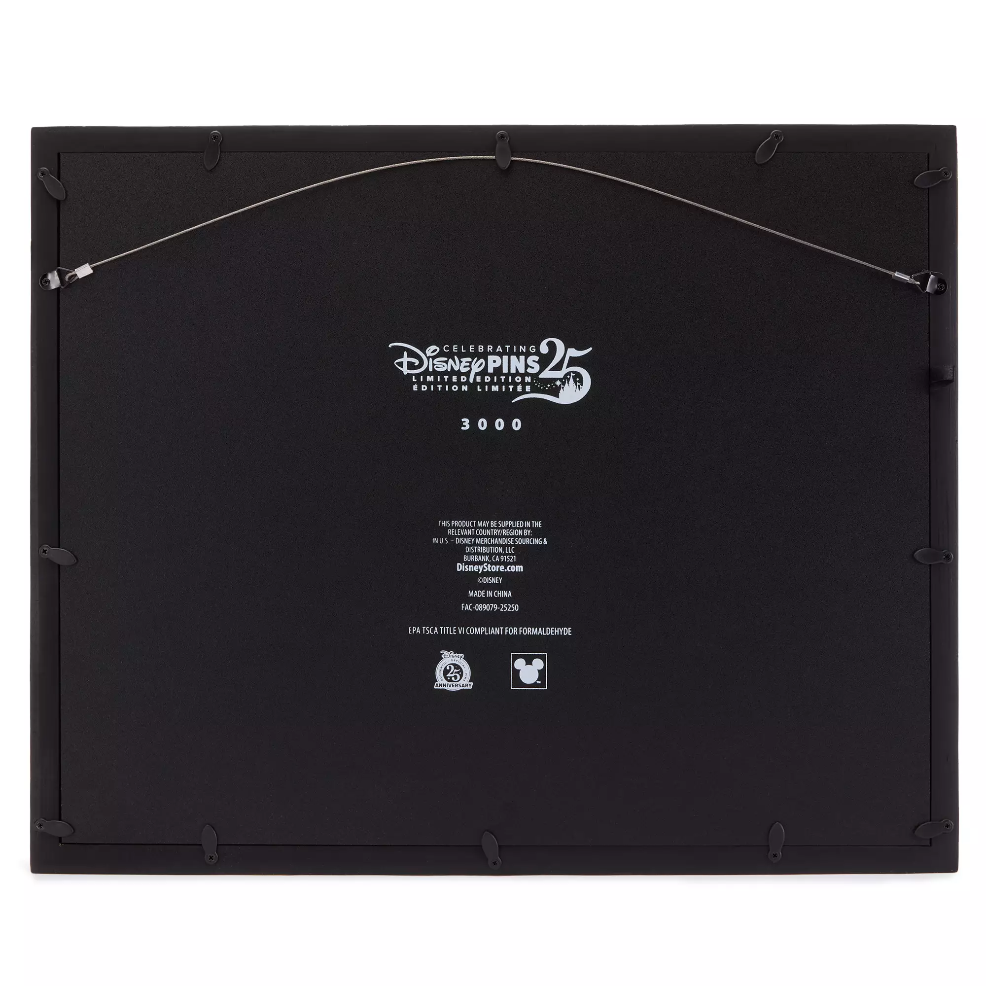 Disneyland 70th Anniversary Vault Collection Pin Display Frame with Three Pins – Limited Edition Frame Back