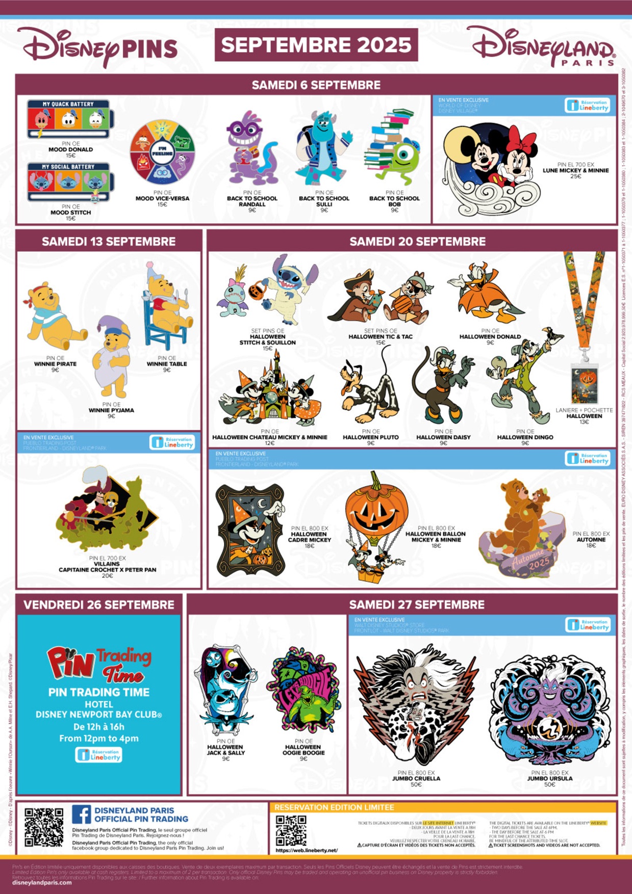 Disneyland Paris September 2025 Pins Preview Sheet