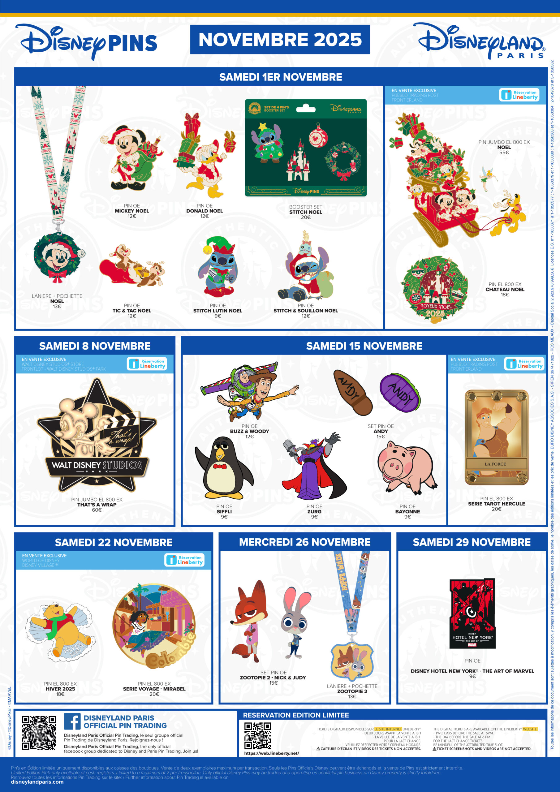 Disneyland Paris November 2025 Pins Preview Sheet