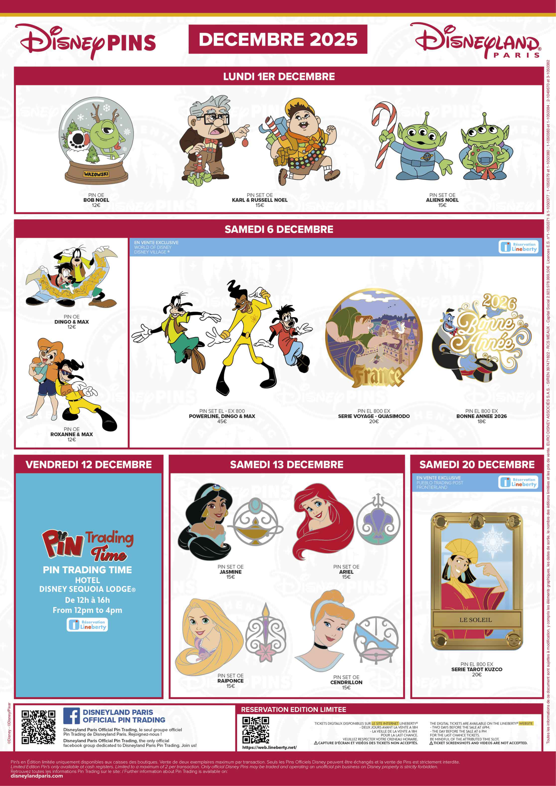 Disneyland Paris December 2025 Pins Preview Sheet