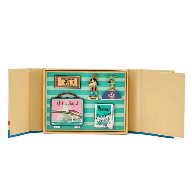 Disneyland 70th Anniversary Souvenir Box Pin Set – Limited Edition Open Box