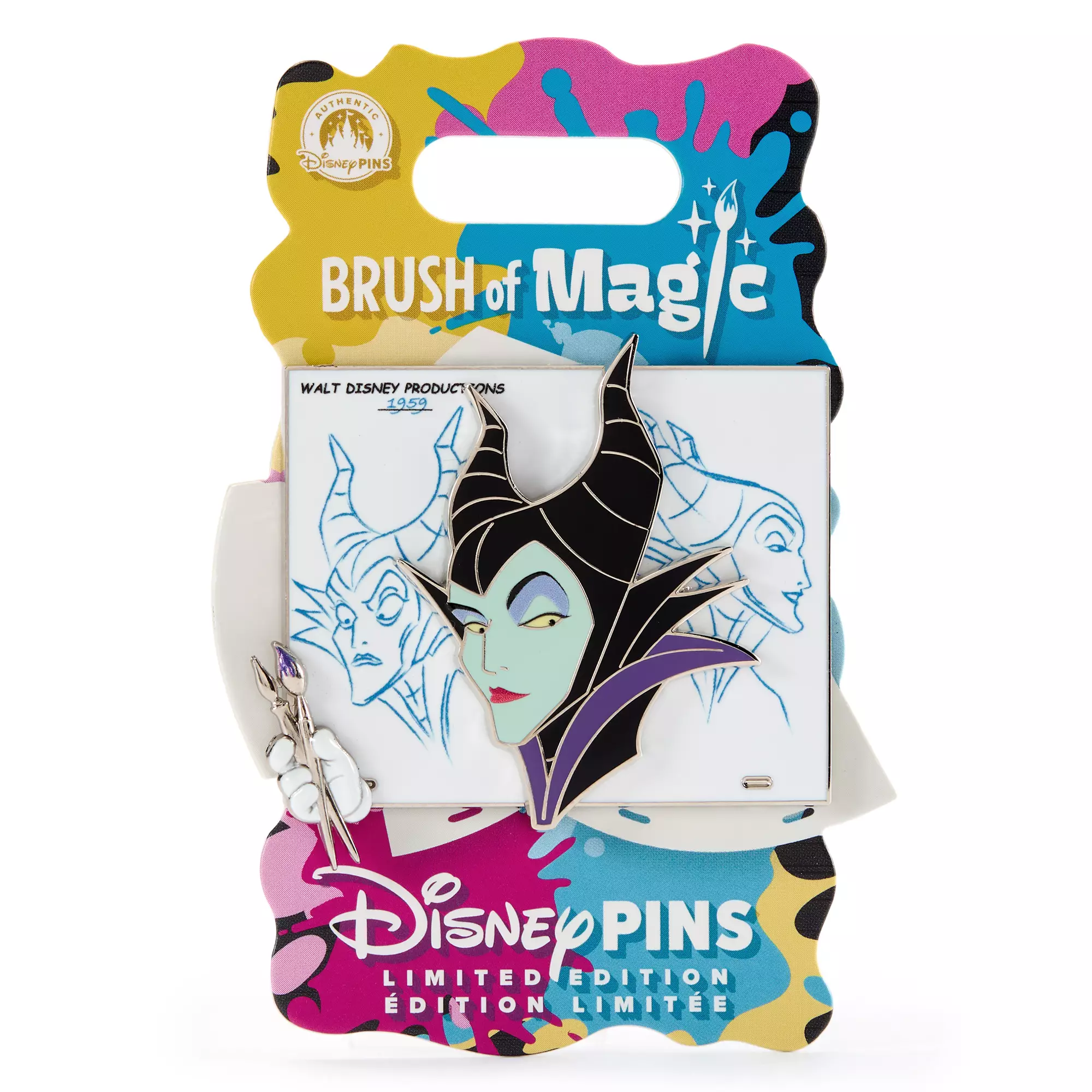 Maleficent Pin on Card – Sleeping Beauty – Brush of Magic – Limited Edition