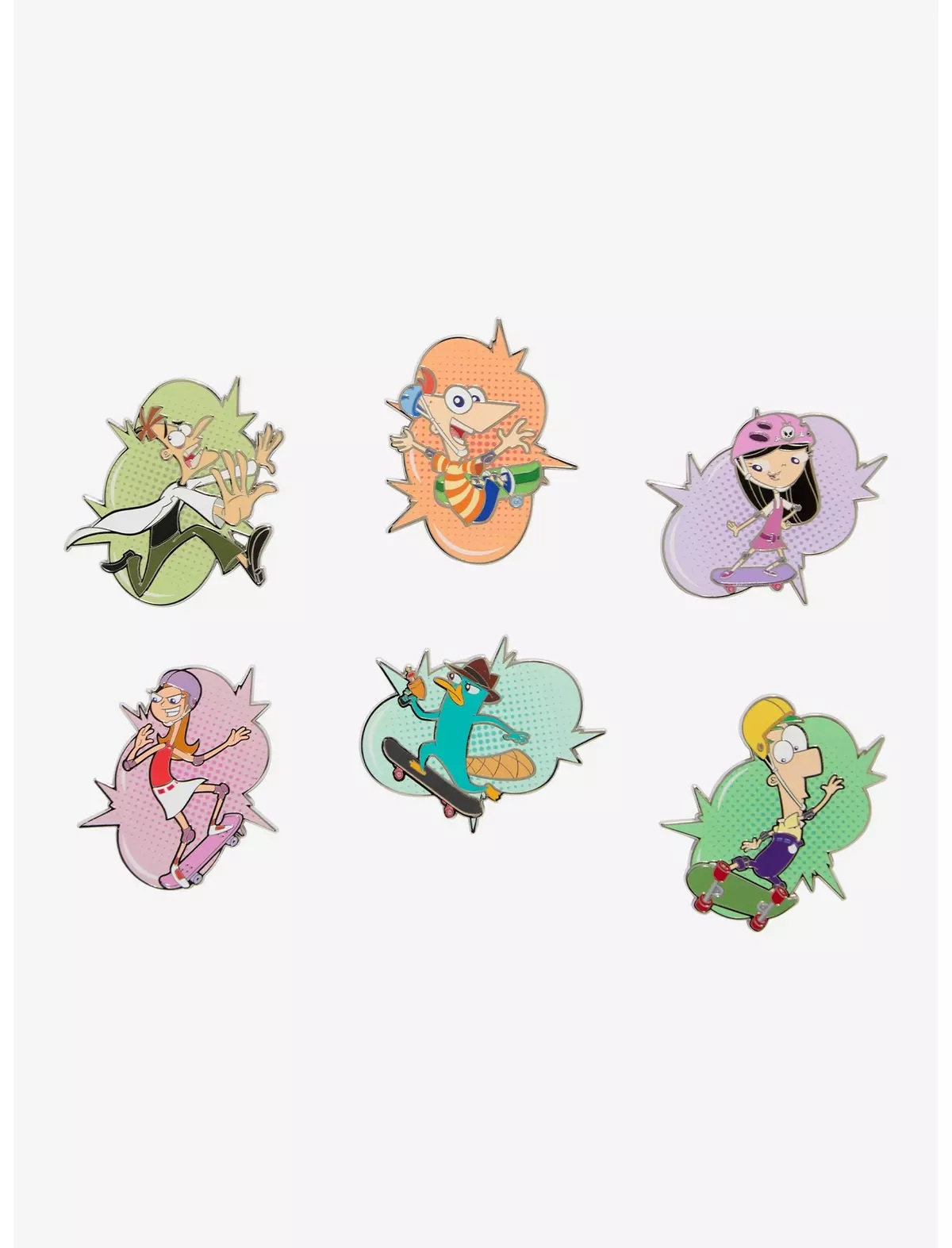 Disney Phineas and Ferb Skateboard Blind Box Enamel Pin - BoxLunch Exclusive Pins Set