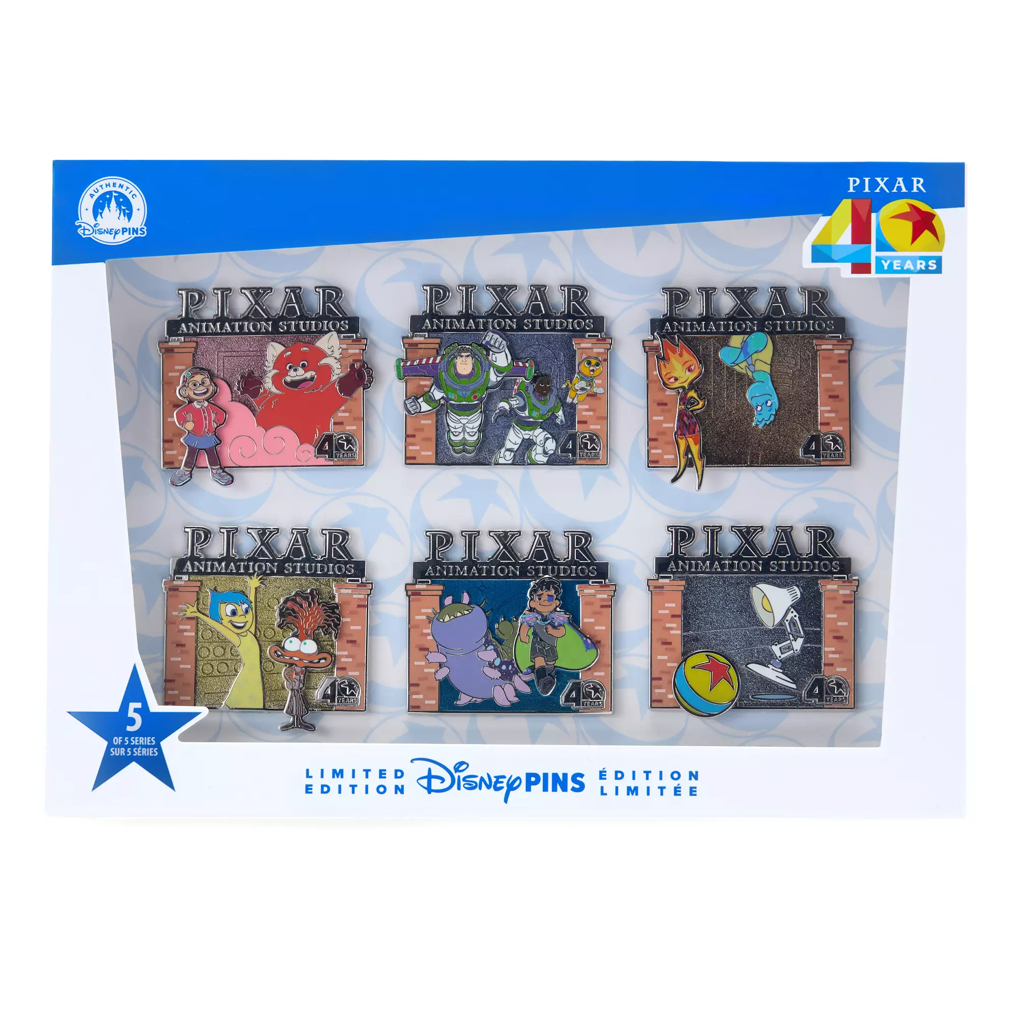 Pixar Animation Studios 40 Years Pin Set 5 – Limited Edition