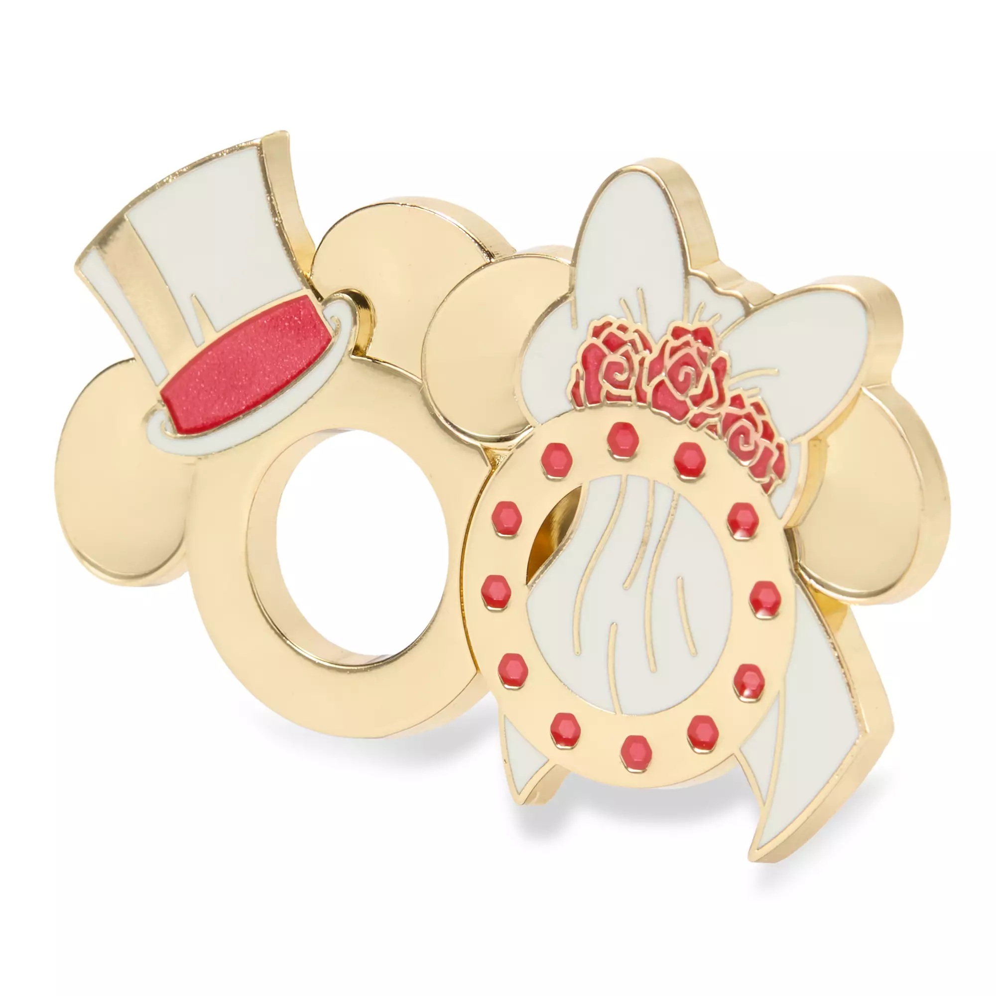 Mickey and Minnie Mouse Icons Wedding Rings Gold Pin