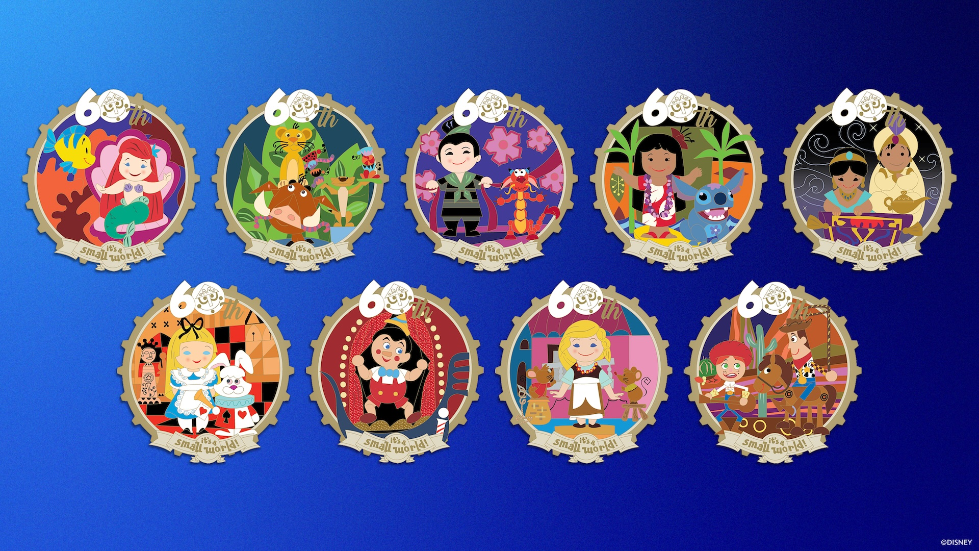 D23 Exclusive it's a small world 60th Anniversary Pins