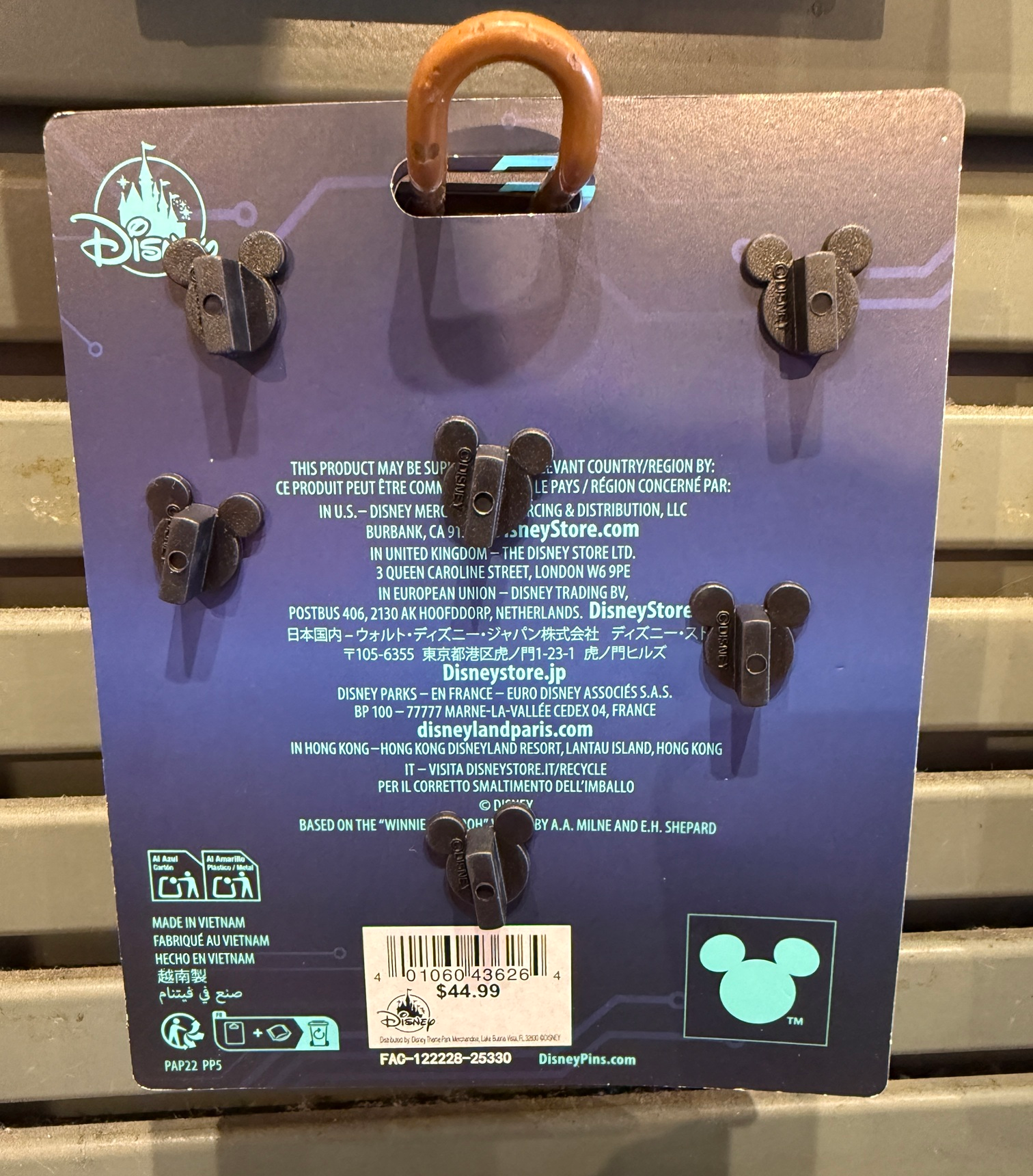 Disney Character Robots Booster Pin Set - Back of Card