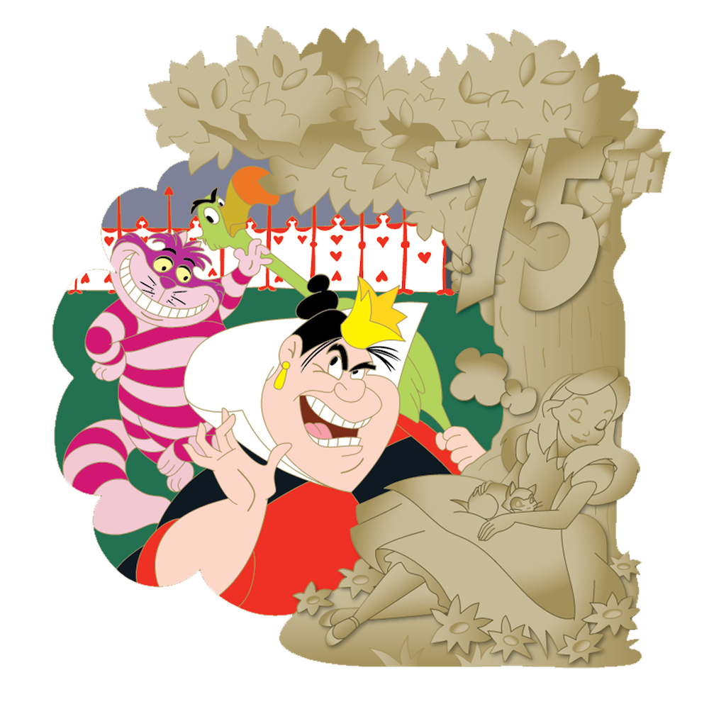Alice in Wonderland 75th Anniversary Pin – The Queen of Hearts & Cheshire Cat
