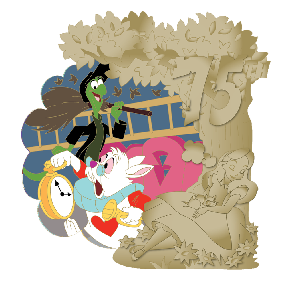 Alice in Wonderland 75th Anniversary Pin – The White Rabbit & Bill the Lizard