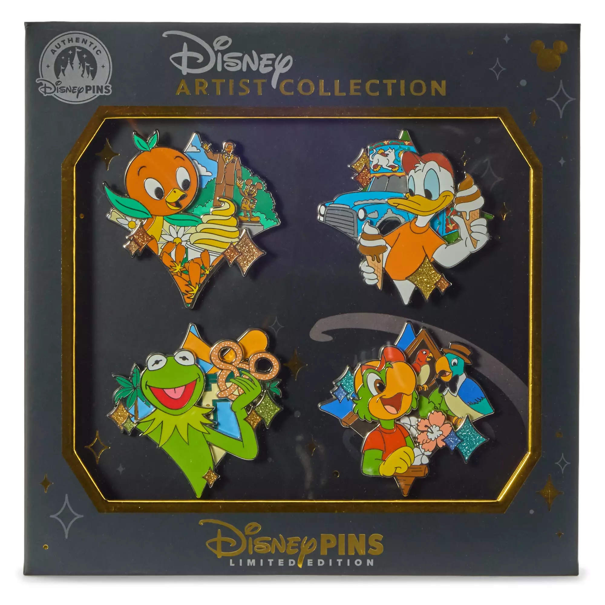Disney Characters at Disney Parks Pin Set – Disney Artist Collection by Jes Willis and Pati Pereira – Limited Edition
